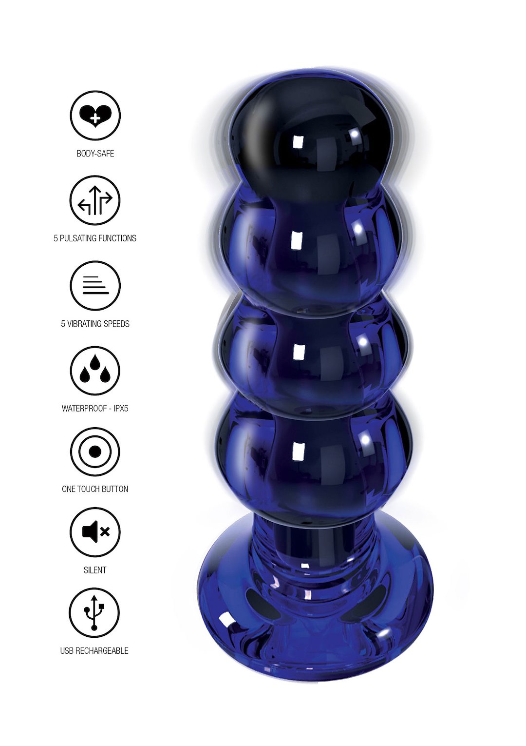 ToyJoy Buttocks Radiant Vibrating Glass Plug — zdjęcie 7