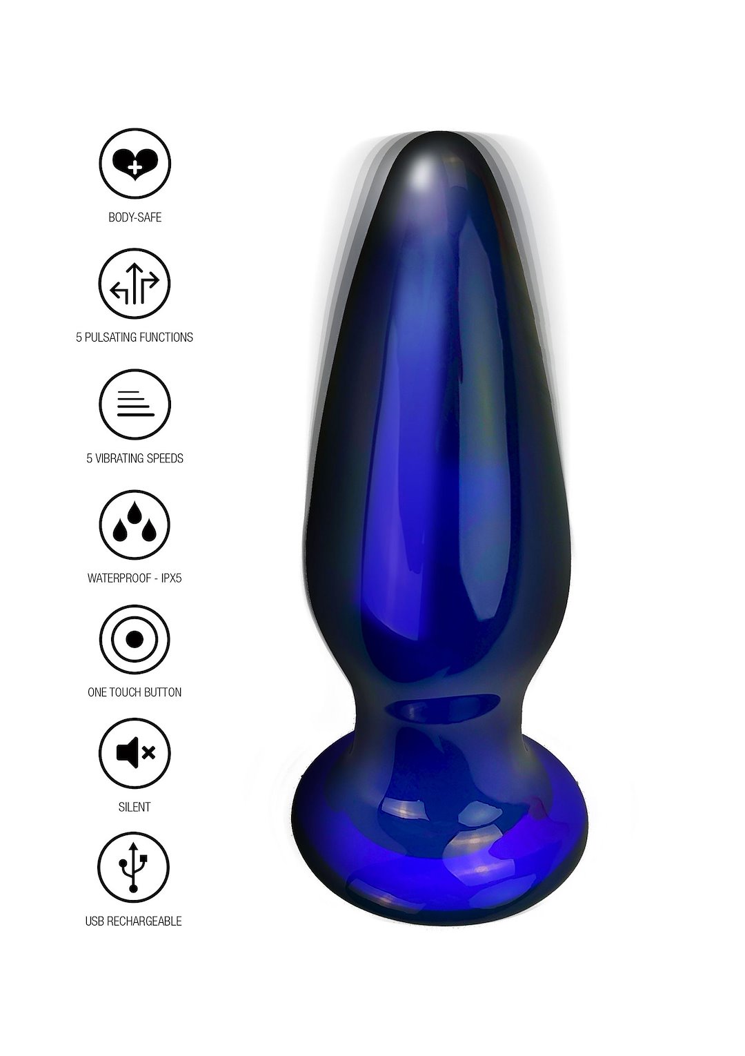 ToyJoy Buttocks Shining Vibrating Glass Plug — zdjęcie 8