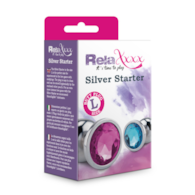 Korek analny metalowy z niebieskim kryształem 10 cm RelaXxxx