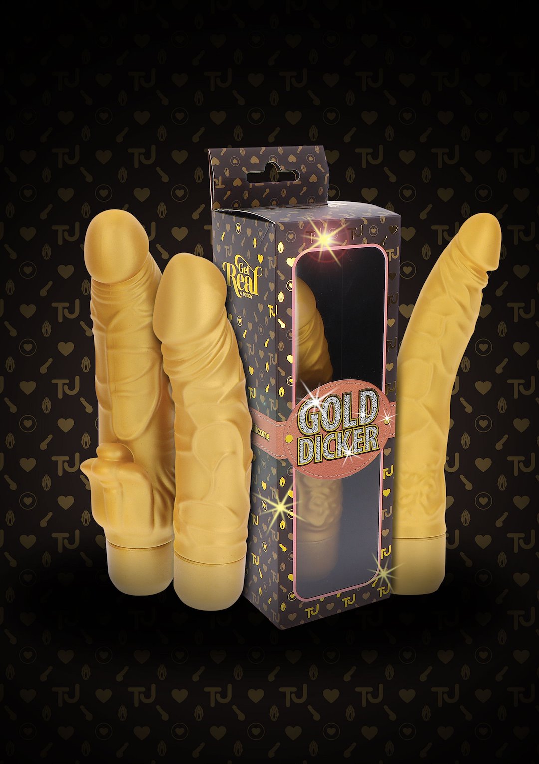 ToyJoy Get Real Gold Dicker Stim Vibrator 22 cm — zdjęcie 9