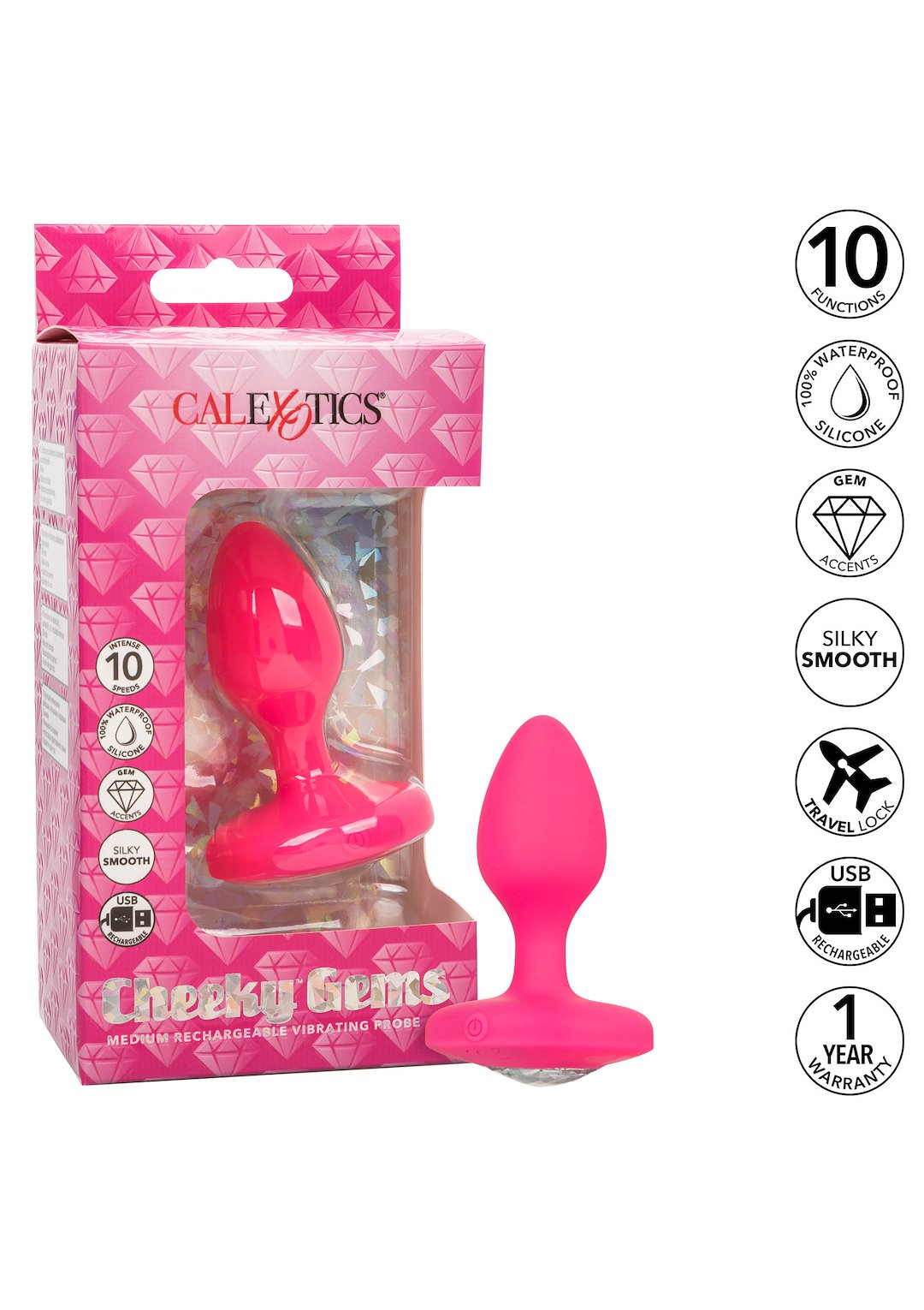 CalExotics Cheeky Gems Medium Rechargeable Vibrating Probe — zdjęcie 9