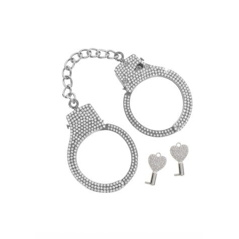Taboom Bondage Essentials Diamond Wrist Cuffs Silver