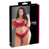 Koronkowy komplet bielizny czerwony XL