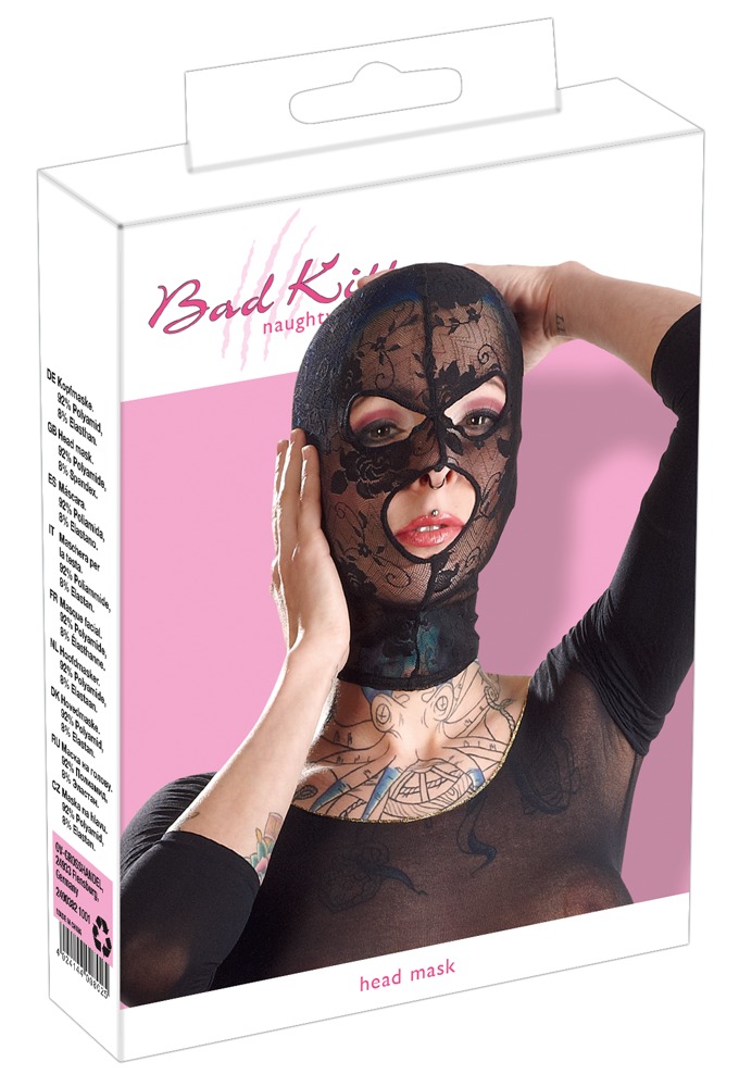 Bad Kitty - Koronkowa maska BK z otworami na oczy i usta