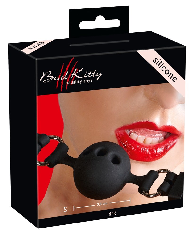 Czarny silikonowy knebel kula Bad Kitty r. 3,5cm