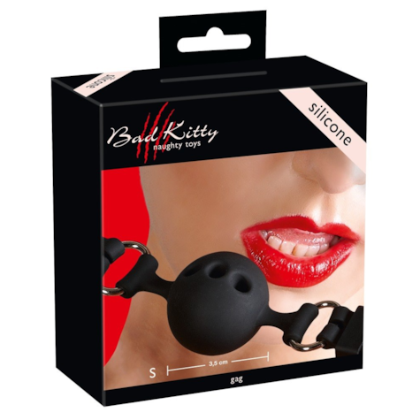 Czarny silikonowy knebel kula Bad Kitty śr. 3,5cm
