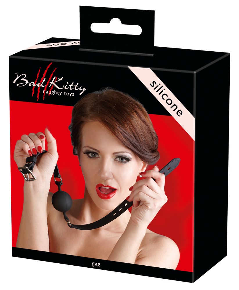 Czarny silikonowy knebel kula Bad Kitty śr. 4cm — zdjęcie 8