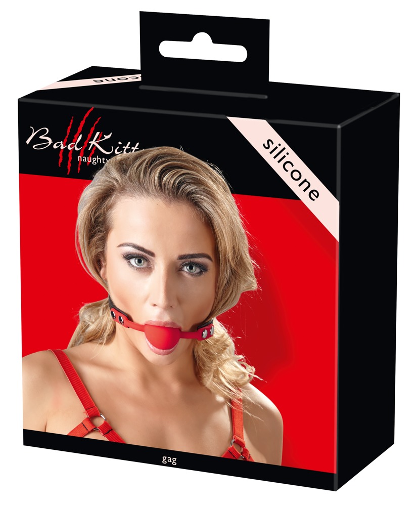 Czerwony silikonowy knebel kula Bad Kitty śr. 4cm — zdjęcie 6