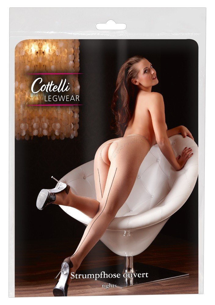 Cottelli Legwear - Rajstopy z dziurk¹ be¿owe rozm. 2