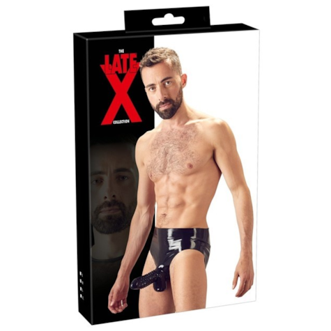 Majtki LateX z osłoną na penisa XL