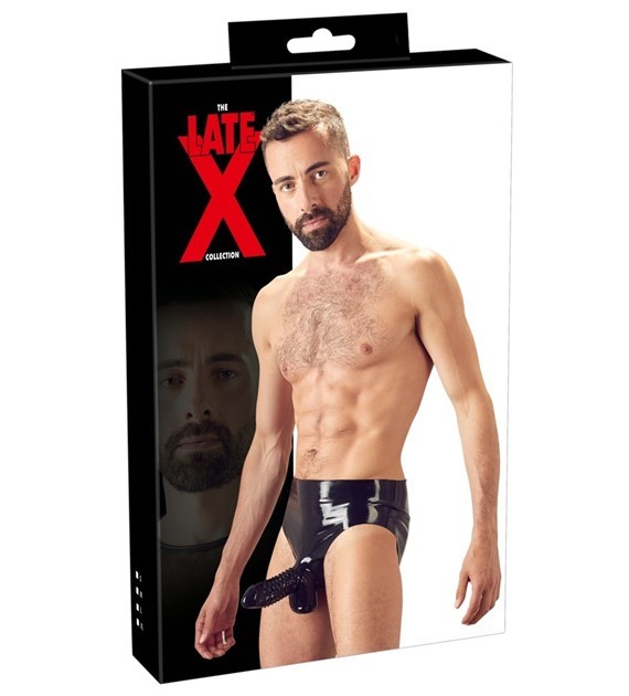 Majtki LateX z osłoną na penisa XL