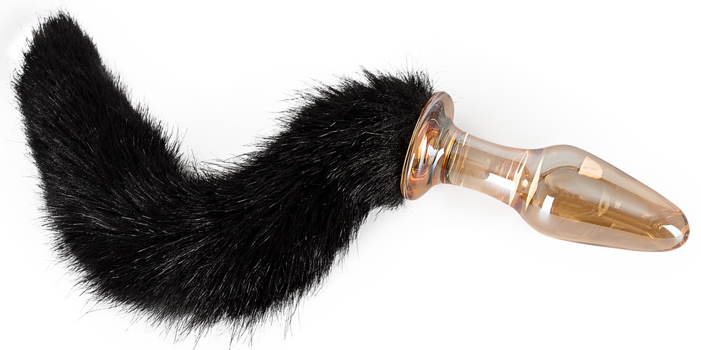 Korek analny szklany z ogonem 12 cm — zdjęcie 2