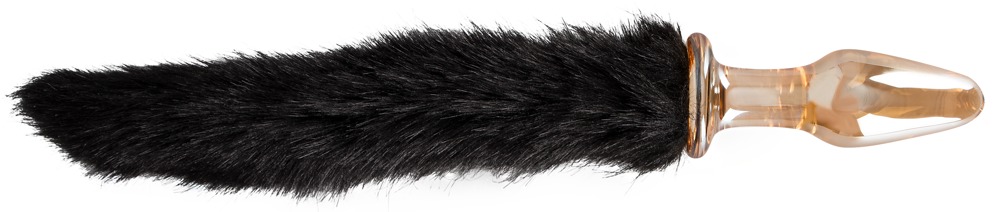 Korek analny szklany z ogonem 12 cm — zdjęcie 3