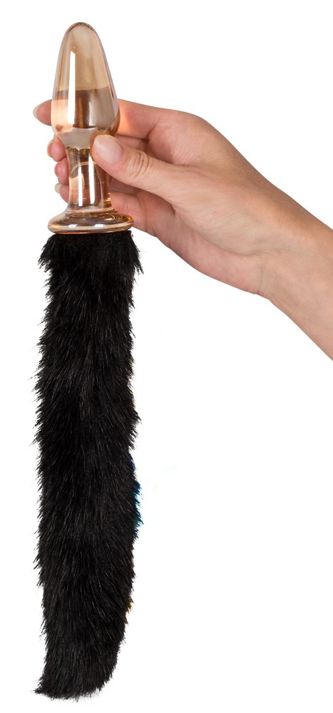 Korek analny szklany z ogonem 12 cm — zdjęcie 5