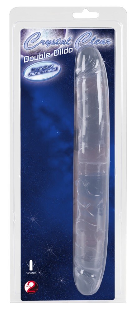 Dildo dwustronne 34 cm Crystal Clear