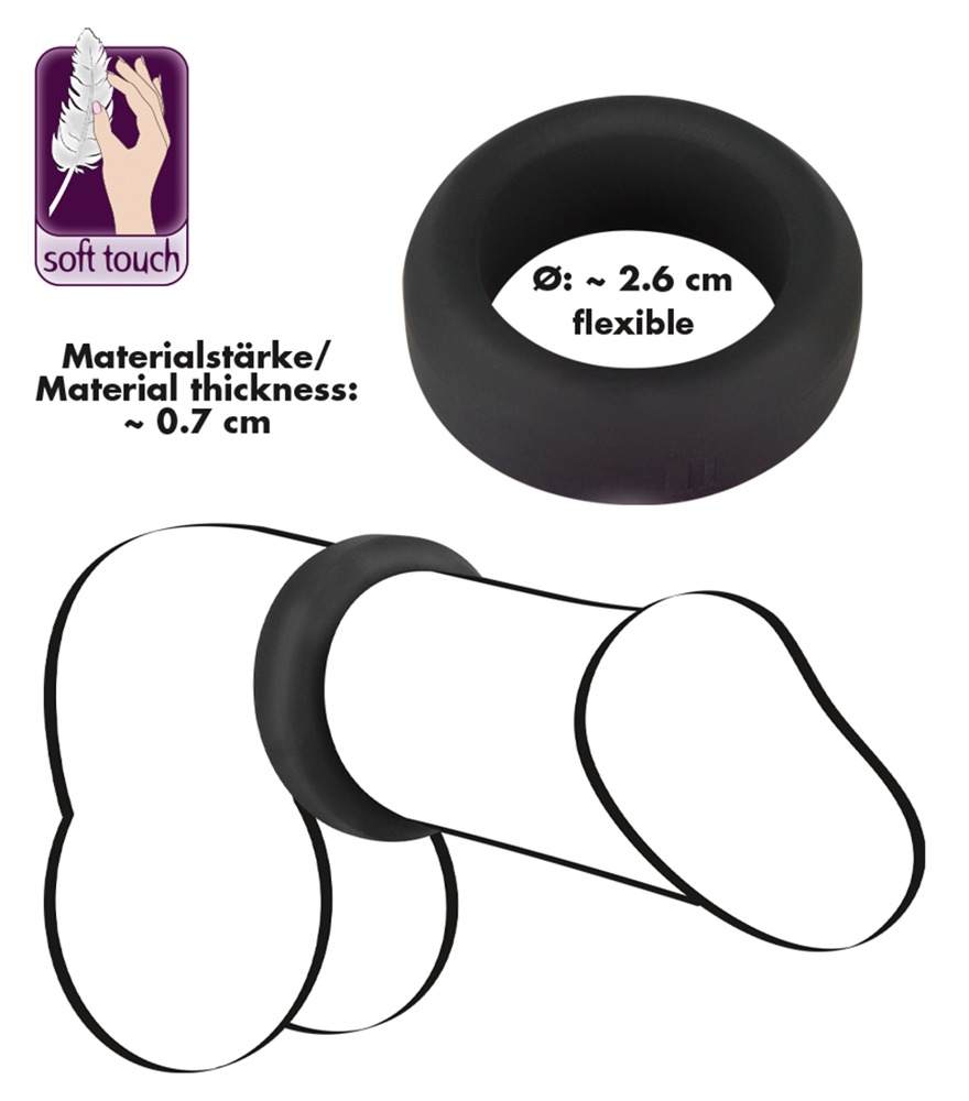 Silikonowy pierścień na penisa Black Velvets 2,6cm — zdjęcie 5