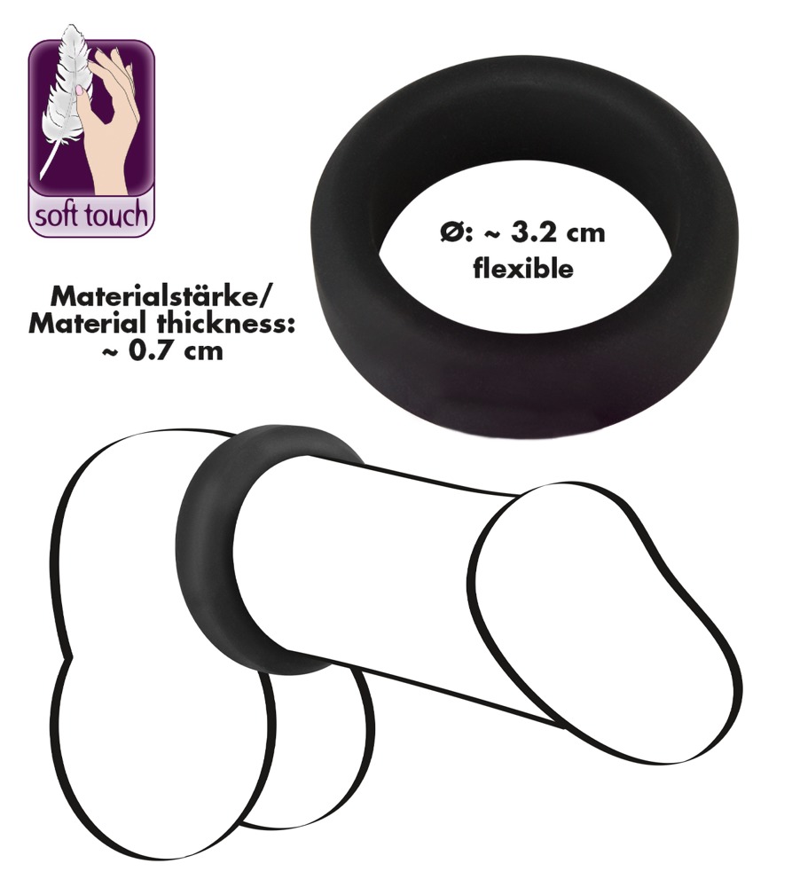 Silikonowy pierścień na penisa Black Velvets 3,2cm — zdjęcie 5