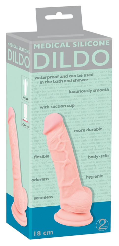 Medical Silicone - Dildo silikonowe medyczne z przyssawk¹ 18 cm