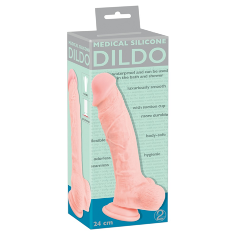 Dildo silikonowe medyczne z przyssawką 24 cm