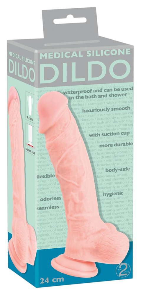 Dildo silikonowe medyczne z przyssawką 24 cm