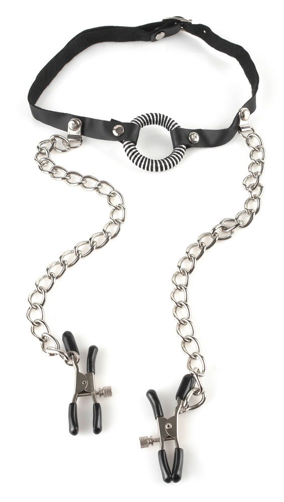 O-Ring Gag with Nipple Clamps — zdjęcie 2