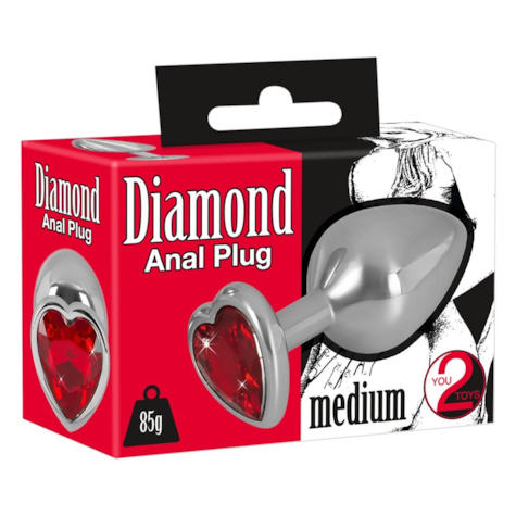 Korek analny aluminiowy Diamond Serce 8,2 cm