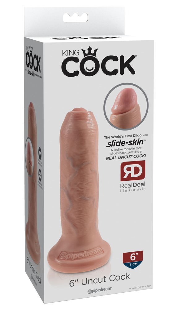 Dildo z przyssawką Uncut Cock 16,5 cm King Cock