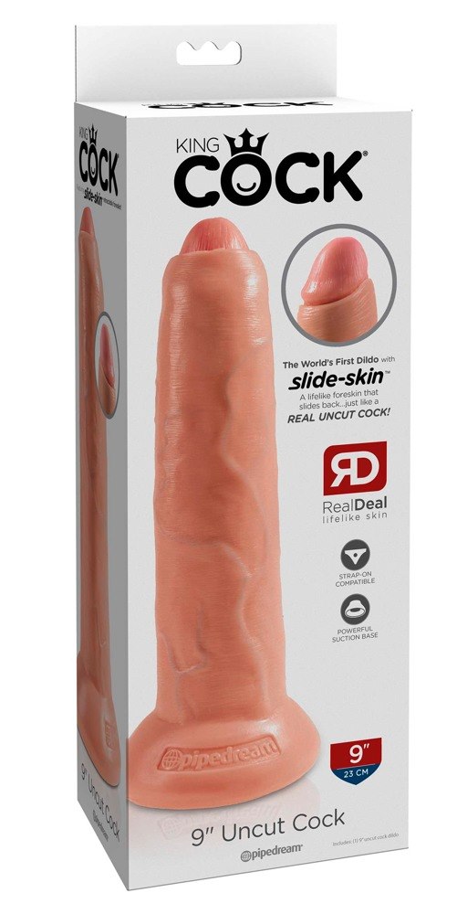 Dildo z przyssawką Uncut Cock 22,7 cm King Cock