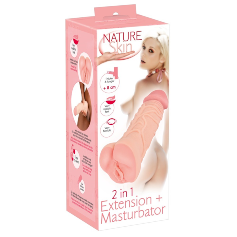 Masturbator i przedłużka 2 w 1 Nature Skin