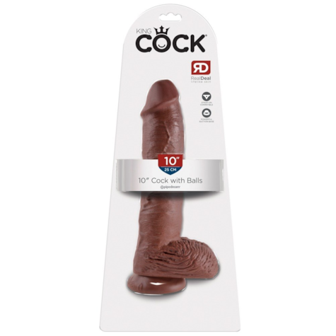King Cock 10 inch Balls Brown