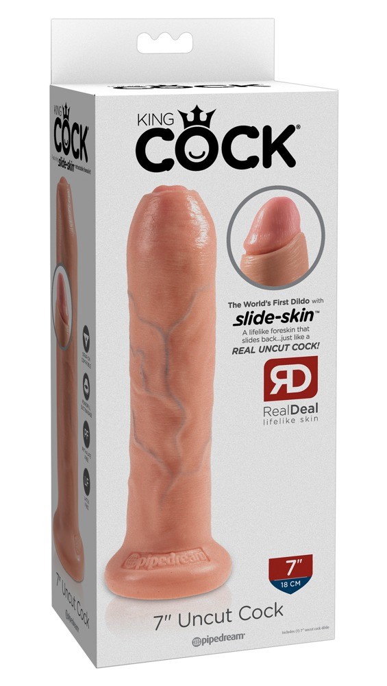 Dildo z przyssawką Uncut Cock 17, 8 cm King Cock