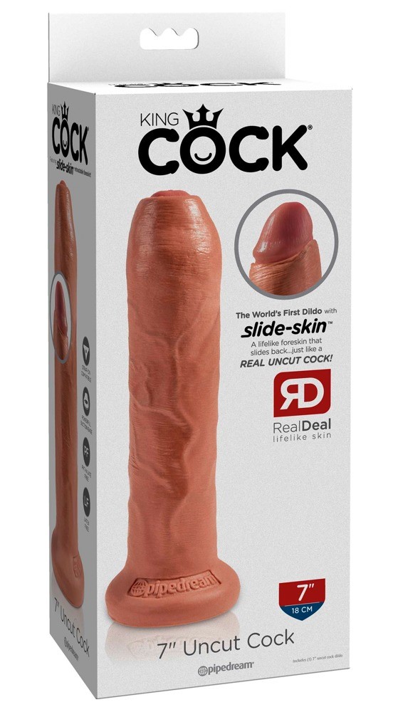 Dildo z przyssawką Uncut Cock 17, 8 cm King Cock