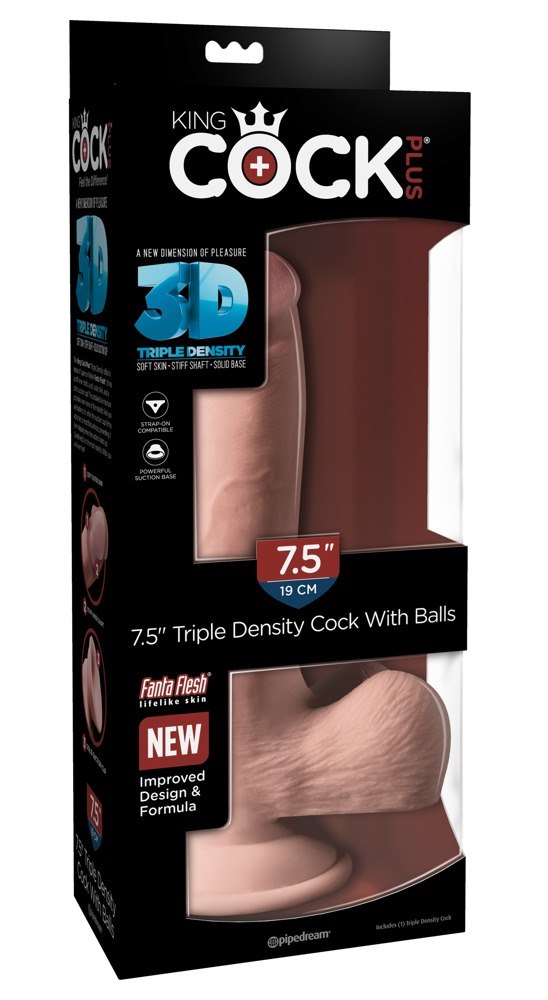 Dildo Triple Density 3D z przyssawką 19 cm King Cock