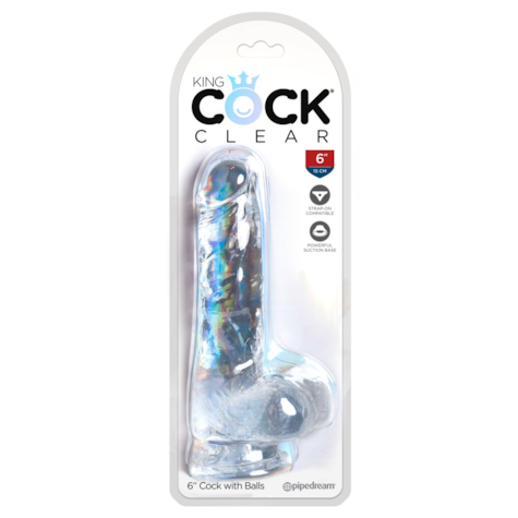 Dildo z przyssawką 17,8 cm King Cock Clear
