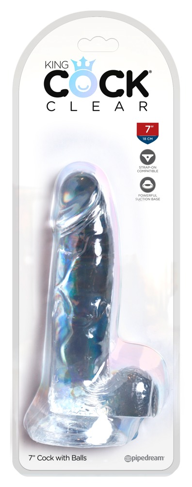 Dildo z przyssawką 20,3 cm King Cock Clear