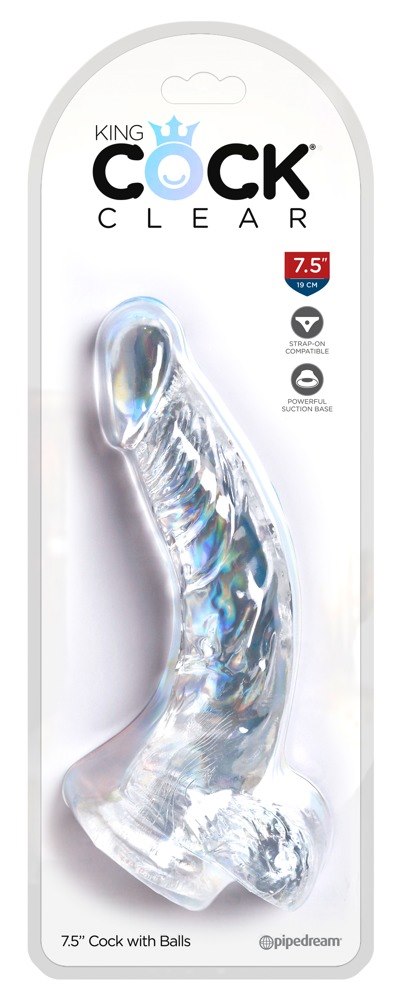 Dildo z przyssawką 21,6 cm King Cock Clear