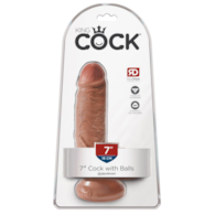 King Cock 7  Cock w Balls Tan