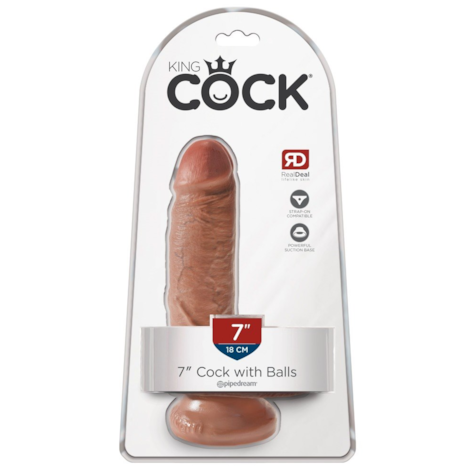 King Cock 7  Cock w Balls Tan