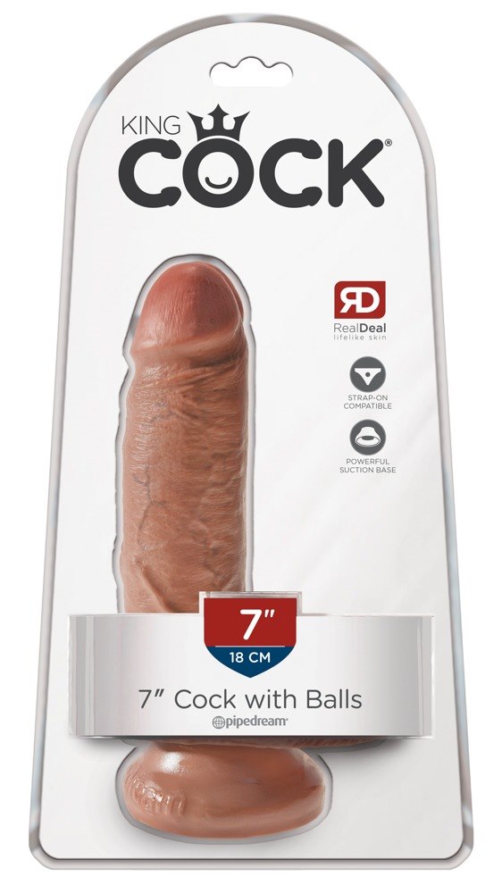 King Cock 7  Cock w Balls Tan