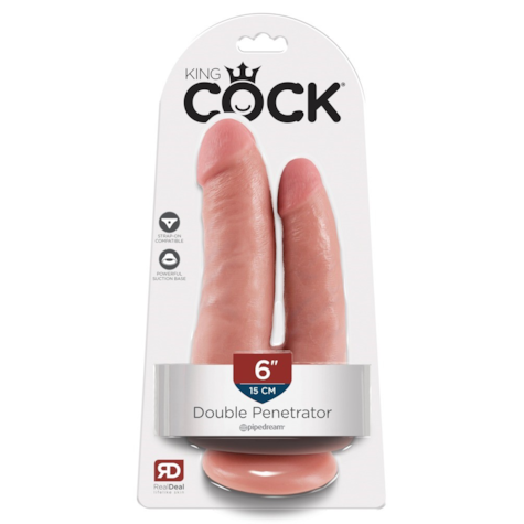 Dildo podwójne z przyssawką 21 cm King Cock