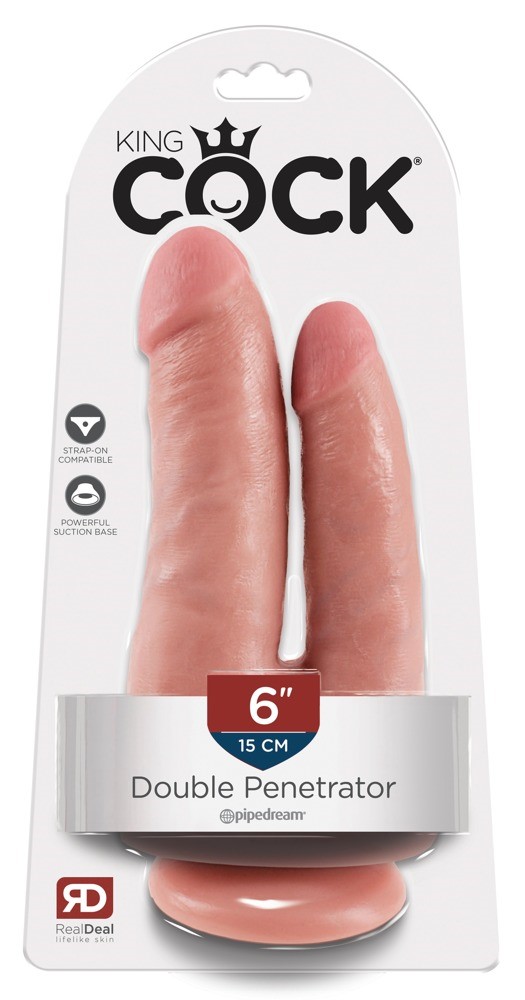 Dildo podwójne z przyssawką 21 cm King Cock