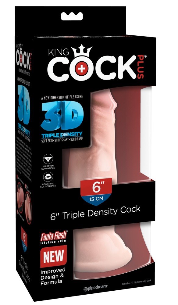 Dildo Triple Density 3D z przyssawką 15 cm King Cock