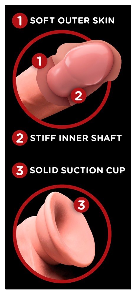 Dildo Triple Density 3D z przyssawką 15,2 cm King Cock — zdjęcie 6