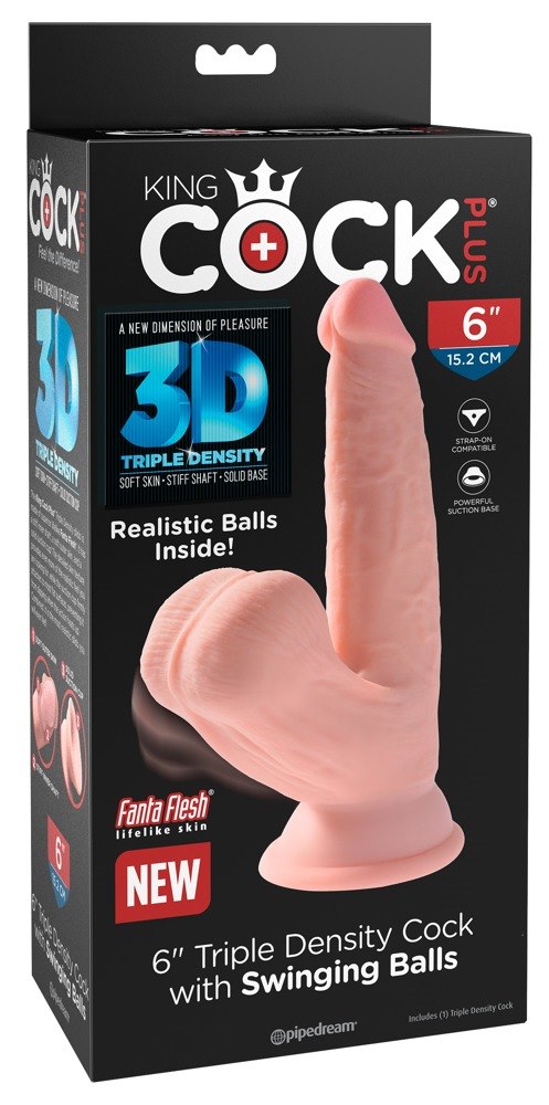 King Cock Plus - Dildo Triple Density 3D z przyssawk¹ 15,2 cm King Cock