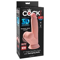 Dildo Triple Density 3D z przyssawką 17,8 cm King Cock