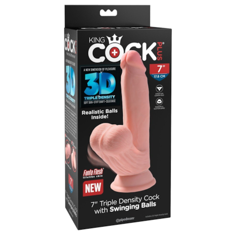 Dildo Triple Density 3D z przyssawką 17,8 cm King Cock