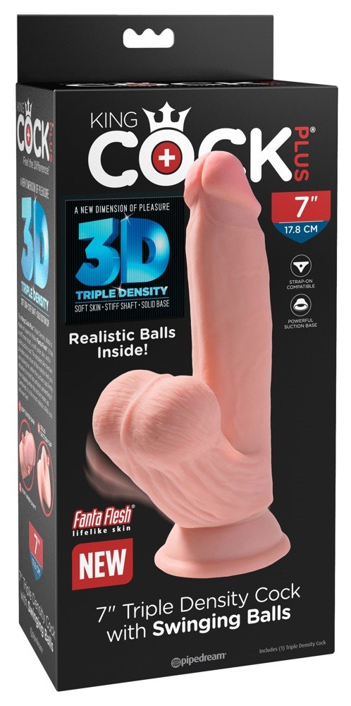 Dildo Triple Density 3D z przyssawką 17,8 cm King Cock