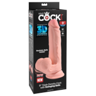 Dildo Triple Density 3D z przyssawką 22,9 cm King Cock