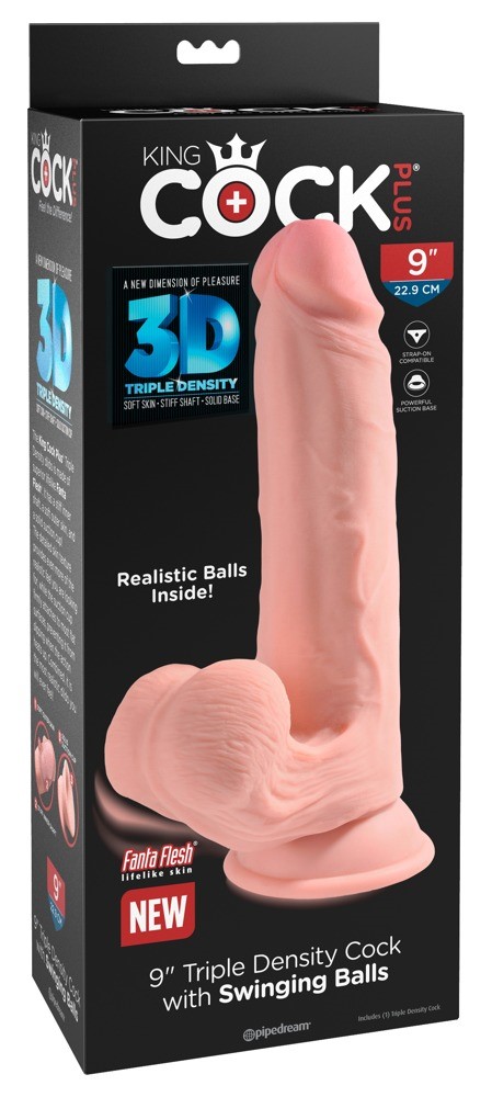 Dildo Triple Density 3D z przyssawką 22,9 cm King Cock