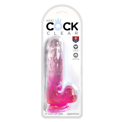 KingCockClear 6 w balls pink